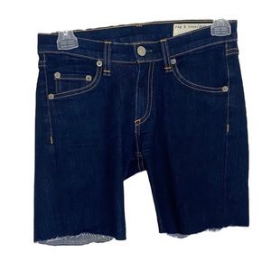 Rag & Bone Mid Rise Cutoff Shorts in Dark Blue Denim